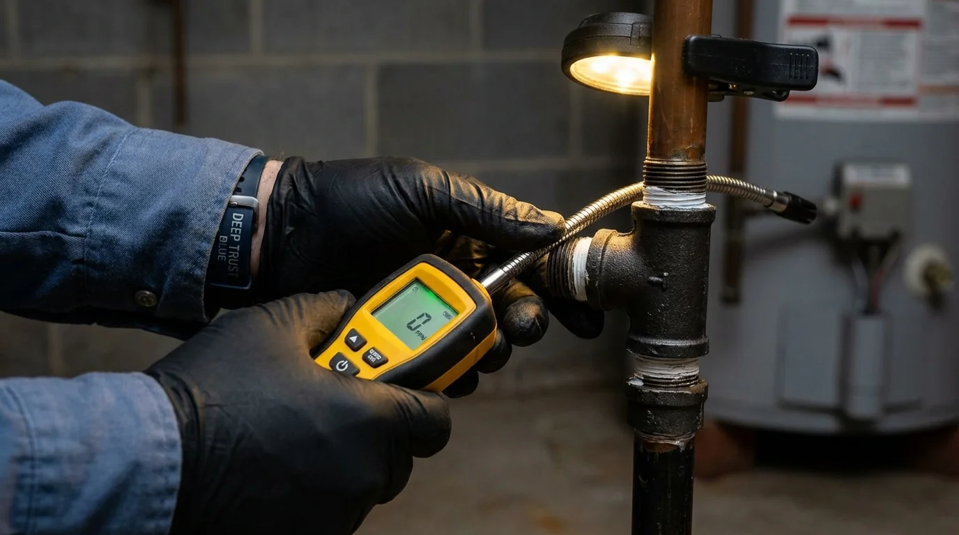 Gas leak detection with electronic sniffer by Johns Plumbing LLC in Pipestone
