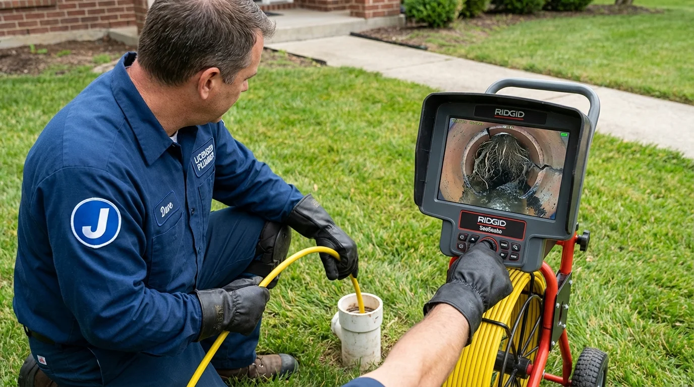 Sewer camera inspection being performed by Johns Plumbing LLC in Pipestone