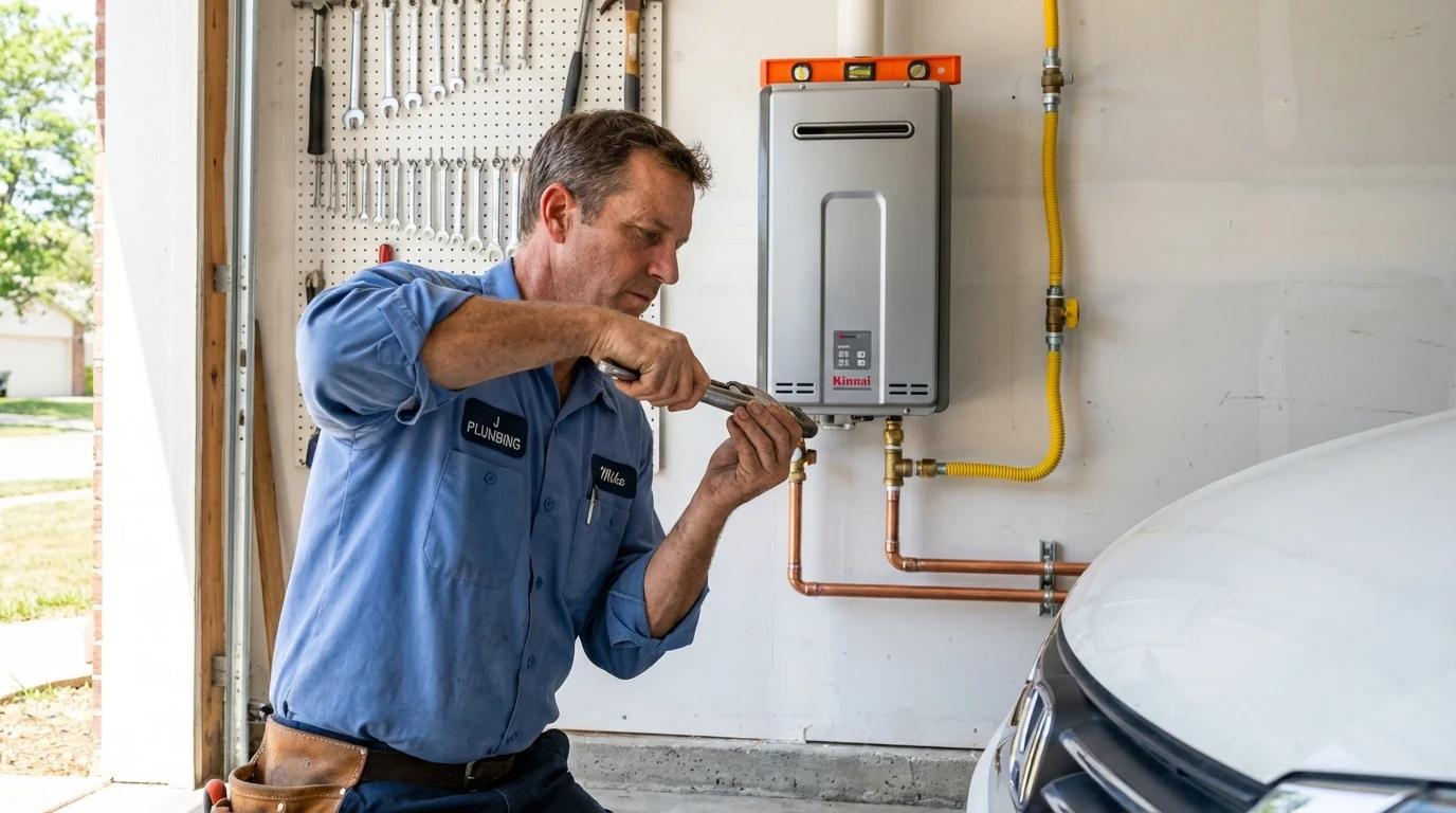 Tankless water heater installation by a Johns Plumbing LLC plumber in Pipestone